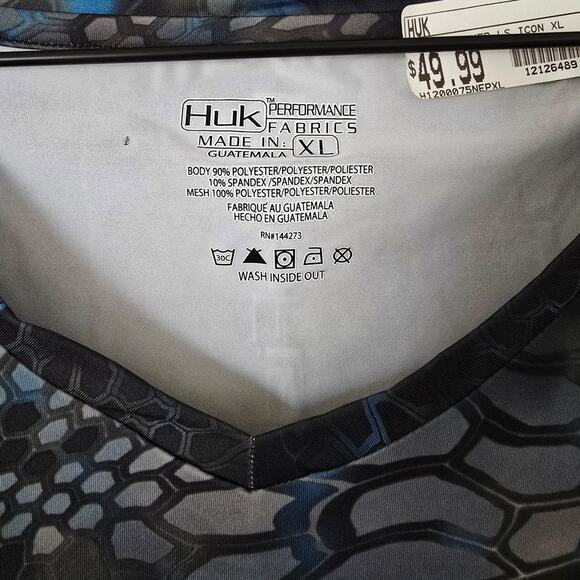 Huk Kryptek Neptune Blue Black Women’s XL Performance Fishing Shirt UPF - Picture 3 of 3